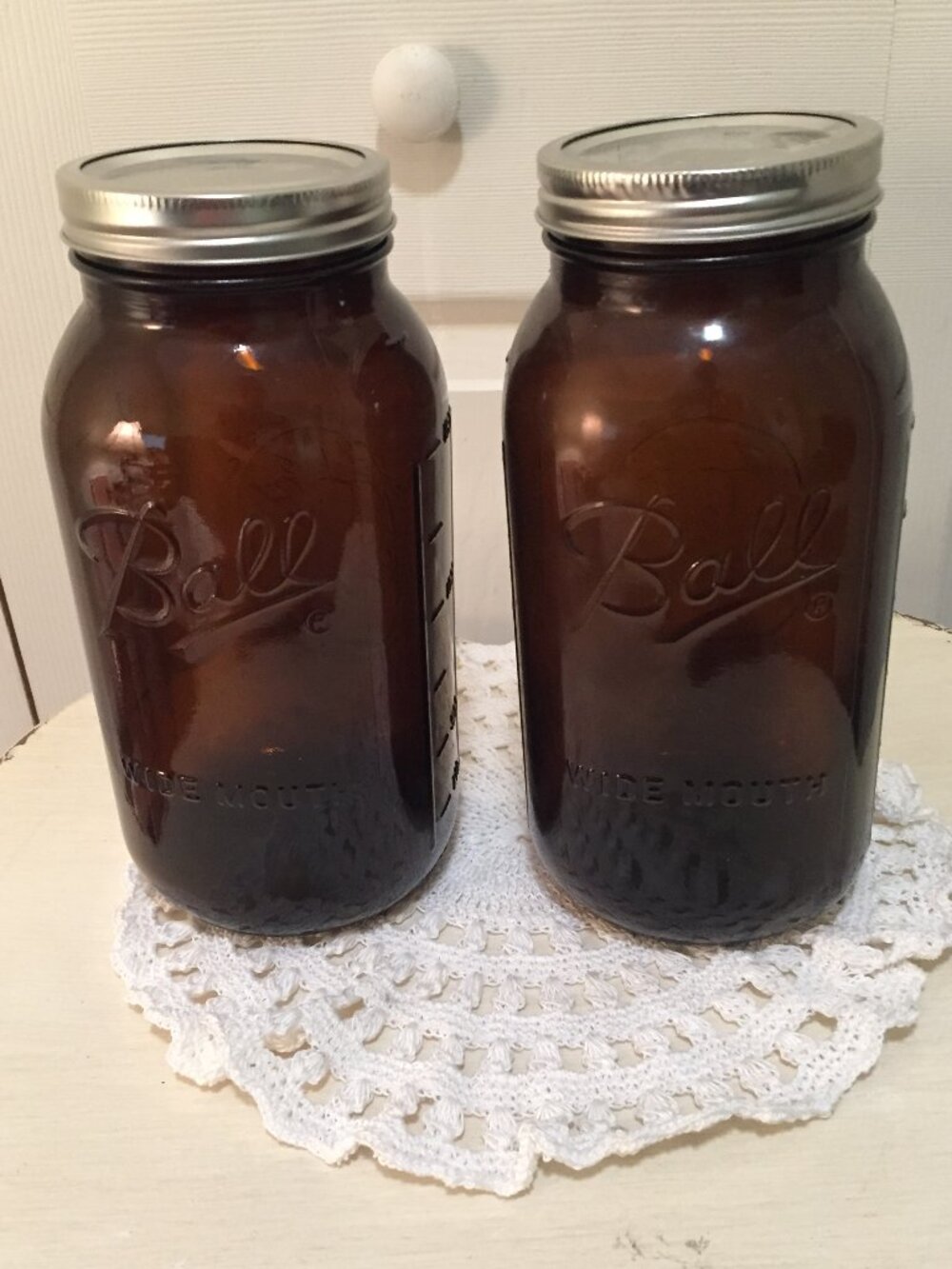 Set of 2 BALL 1.5 Quart  Amber Canning Jars 6 Cups 9.25” Tall JUMBO